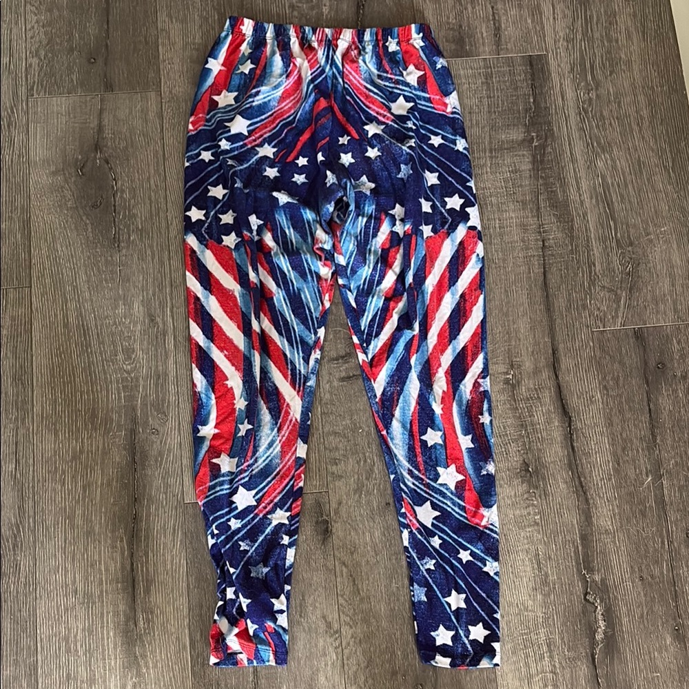 Always Red and White Leggings with Patriotic Design